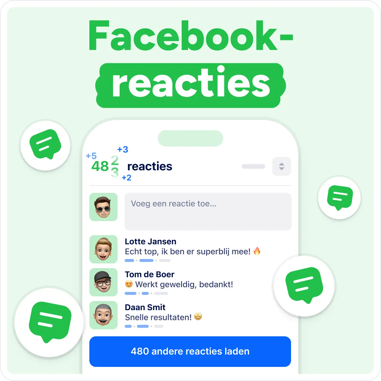 Koop Facebook-reacties Mockup